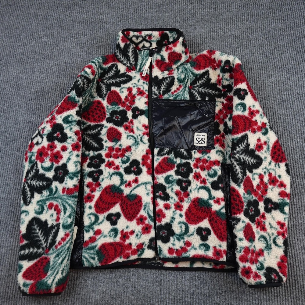 Spyder Society Fleece Jacket Womens Small Strawberry Floral Sherpa Full Zip